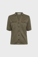 GD Buttoned linen polo shirt - MOANA - green