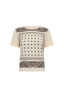 GD Two-material scarf-inspired T-shirt - MANOLIA - Natural