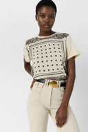 GD Two-material scarf-inspired T-shirt - MANOLIA - Natural