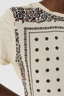 GD Two-material scarf-inspired T-shirt - MANOLIA - Natural