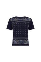 GD Two-material scarf-inspired T-shirt - MANOLIA - Navy