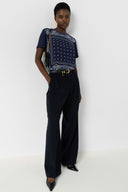 GD Two-material scarf-inspired T-shirt - MANOLIA - Navy