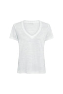GD V-neck linen T-shirt with lurex - MIRANA - White
