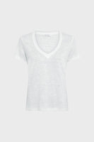 GD V-neck linen T-shirt with lurex - MIRANA - White