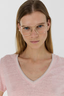 V-Neck Linen T-Shirt With Lurex - Mirana