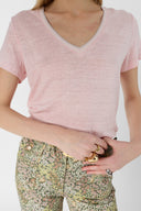 V-Neck Linen T-Shirt With Lurex - Mirana