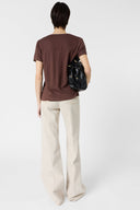GD V-neck linen T-shirt with lurex - MIRANA - Brown