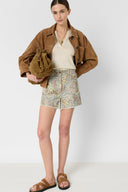 GD Linen T-shirt with Tunisian collar - MIORA - Natural