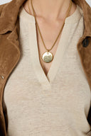 GD Linen T-shirt with Tunisian collar - MIORA - Natural