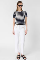 GD Striped T-shirt in linen and lurex - MELLINA - Navy