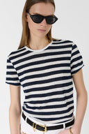 GD Striped T-shirt in linen and lurex - MELLINA - Navy