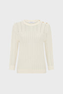 Openwork Sweater With Golden Buttons - Lhena