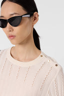 Openwork Sweater With Golden Buttons - Lhena