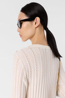 Openwork Sweater With Golden Buttons - Lhena