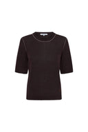 GD Round neck sweater in linen blend - LOUMIA - Brown