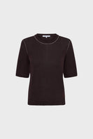 GD Round neck sweater in linen blend - LOUMIA - Brown