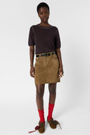 GD Round neck sweater in linen blend - LOUMIA - Brown