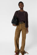 GD Linen blend cardigan - LORYS - Brown