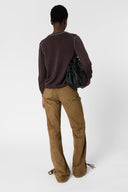 GD Round neck sweater in linen blend - LOUMIA - Brown