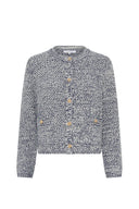 GD Mottled cardigan with golden buttons - LEORA - Navy