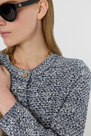 GD Mottled cardigan with golden buttons - LEORA - Navy