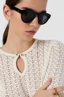 Short-Sleeved Crochet Sweater - Lazare