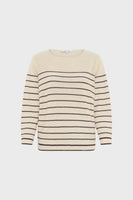 GD Striped linen mix loose sweater - LEVIA - Brown