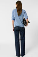 GD Striped linen mix loose sweater - LEVIA - Bluesky