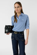 GD Striped linen mix loose sweater - LEVIA - Bluesky