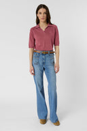 GD Linen-mix polo shirt - LOULA - Rosewood
