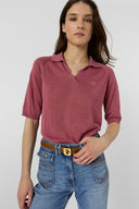 GD Linen-mix polo shirt - LOULA - Rosewood