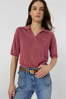 GD Linen-mix polo shirt - LOULA - Rosewood