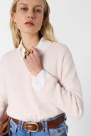 Loose-Fitting Ecru V-Neck Cashmere Sweater - Lenae