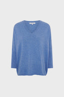 Loose-Fitting Blue V-Neck Cashmere Sweater - Lenae