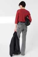 GD Loose fitV-neck linen sweater - LYLOU - Red
