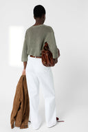 GD Loose fitV-neck linen sweater - LYLOU - green
