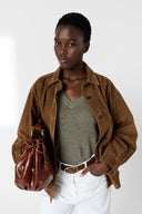 GD Loose fitV-neck linen sweater - LYLOU - green