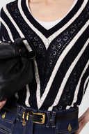 Contrasting Striped Crochet Sweater - Loretta