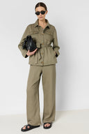 GD Safari jacket in lyocell and linen - TALITHA - Khaki Green