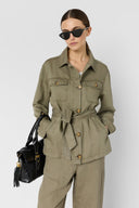 GD Safari jacket in lyocell and linen - TALITHA - Khaki Green