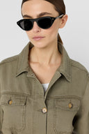 GD Safari jacket in lyocell and linen - TALITHA - Khaki Green