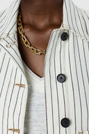 GD Striped denim jacket - TAMEA - Ecru