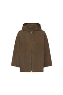 Short Hooded Coat In Suede - Tassya