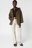 Short Hooded Coat In Suede - Tassya