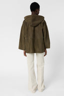 Short Hooded Coat In Suede - Tassya