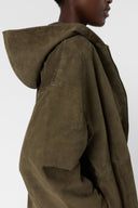 Short Hooded Coat In Suede - Tassya