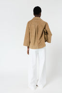 GD Suede leather lace-up shirt - TILYA - Sand