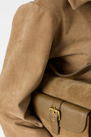 GD Suede leather lace-up shirt - TILYA - Sand