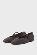 Woven leather ballerina - OLIVIA - Brown