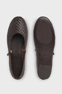 Woven leather ballerina - OLIVIA - Brown